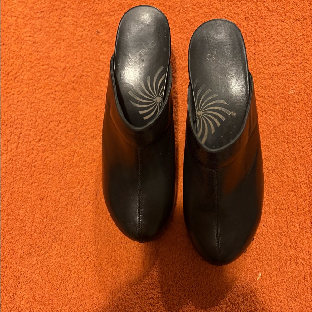 Dansko Black Leather Mules with Chunky Heel and Studded Detailing - Picture 4 of 6